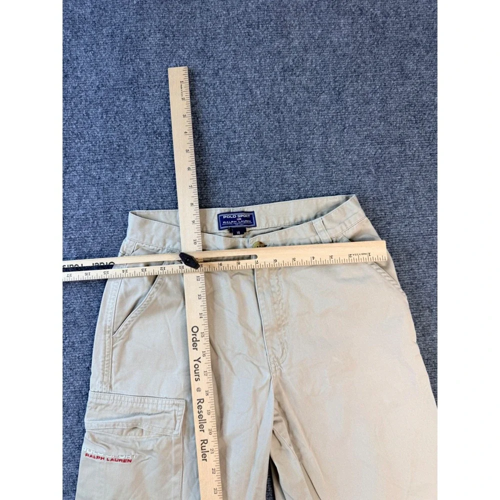Polo Sport Ralph Lauren Khaki Cargo Pants 14 Tan Cotton Zip Off Convertible Vtg